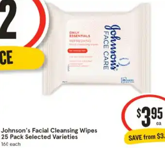 IGA Johnson's Facial Cleansing Wipes 25 Pack offer