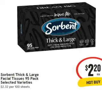 IGA Sorbent Thick & Large Facial Tissues 95 Pack offer