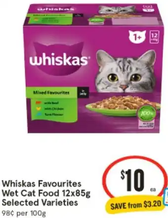 IGA Whiskas Favourites Wet Cat Food 12x85g offer