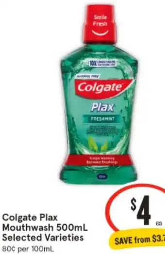 IGA Colgate Plax Mouthwash 500mL offer