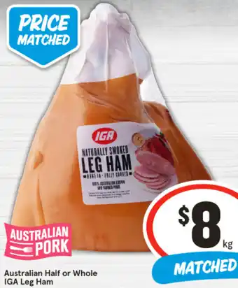 Australian Half or Whole IGA Leg Ham