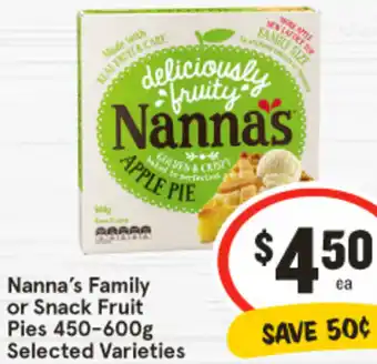 IGA Nanna's Family or Snack Fruit Pies 450-600g offer