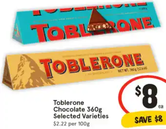 IGA Toblerone Chocolate 360g offer