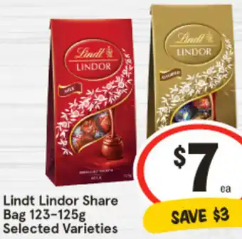 IGA Lindt Lindor Share Bag 123-125g offer