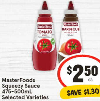 IGA MasterFoods Squeezy Sauce 475-500mL offer