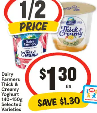 IGA Dairy Farmers Thick & Creamy Yoghurt 140-150g offer