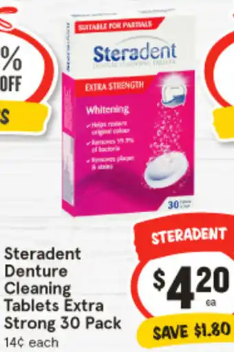 IGA Steradent Denture Cleaning Tablets Extra Strong 30 Pack offer