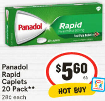 IGA Panadol Rapid Caplets 20 Pack offer