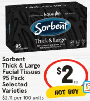 Sorbent Thick & Large Facial Tissues 95 Pack