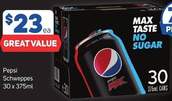 Foodland Pepsi Schweppes 30 x 375ml offer