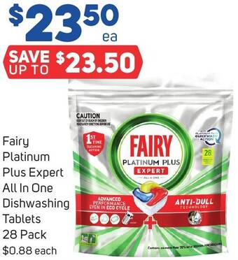 Foodland Fairy Platinum Plus Expert All In One Dishwashing Tablets 28 Pack offer