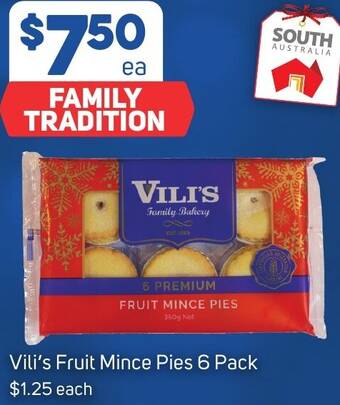 Foodland Vili's Fruit Mince Pies 6 Pack offer