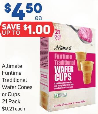Foodland Altimate Funtime Traditional Wafer Cones or Cups 21 Pack offer