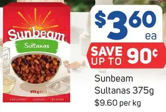 Foodland Sunbeam Sultanas 375g offer