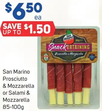 San Marino Prosciutto & Mozzarella or Salami & Mozzarella 85-100g