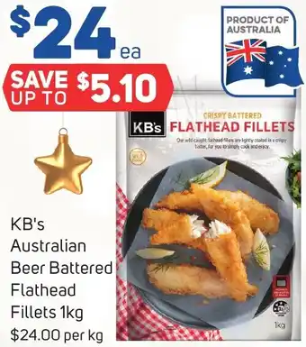 Foodland KB's Australian Beer Battered Flathead Fillets 1kg offer