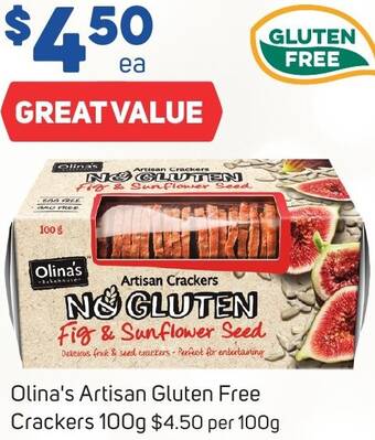 Foodland Olina's Artisan Gluten Free Crackers 100g offer
