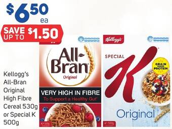 Foodland Kellogg's All-Bran High Fibre Cereal 530g or Special K 500g offer