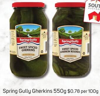 Foodland Spring Gully Gherkins 550g offer