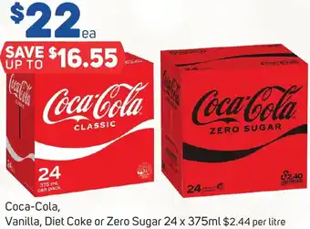 Foodland Coca-Cola, Vanilla, Diet Coke or Zero Sugar 24 x 375ml offer