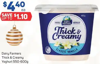 Foodland Dairy Farmers Thick & Creamy Yoghurt 550-600g offer
