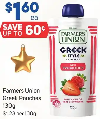 Foodland Farmers Union Greek Pouches 130g offer