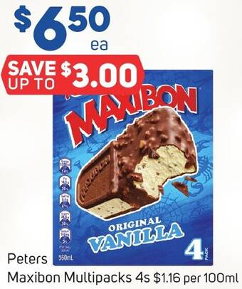 Foodland Peters Maxibon Multipacks 4s offer