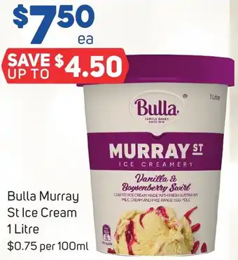 Foodland Bulla Murray St Ice Cream 1 Litre offer