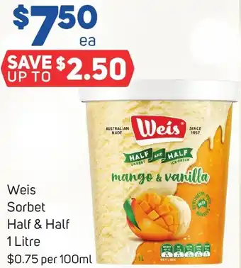 Foodland Weis Sorbet Half & Half 1 Litre offer