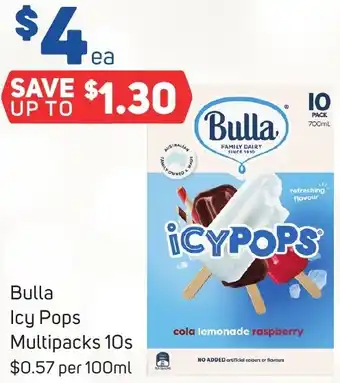 Foodland Bulla Icy Pops Multipacks 10s offer
