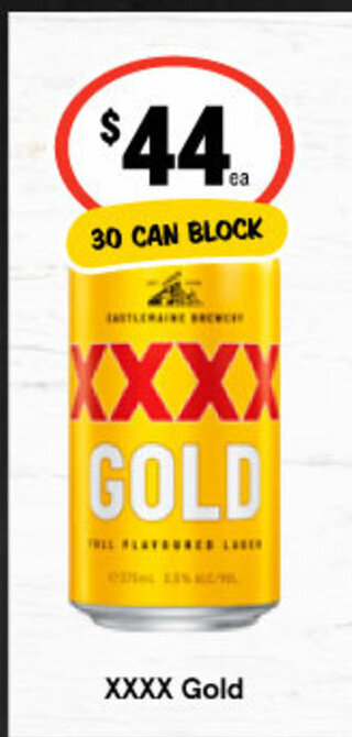 IGA Liquor XXXX Gold 30 Can Block offer