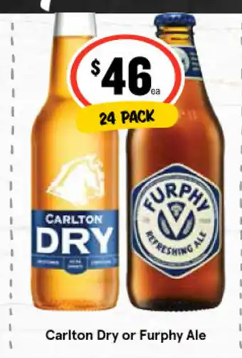 IGA Liquor Carlton Dry or Furphy Ale 24 Pack offer