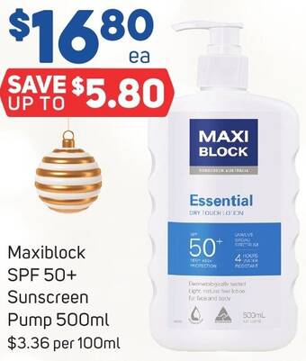 Foodland Maxiblock SPF 50+ Sunscreen Pump 500ml offer