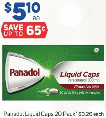Foodland Panadol Liquid Caps 20 Pack offer