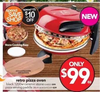 Cheap as Chips Retro Pizza Oven - Black 1200W Ceramic Stone - KA8023 offer