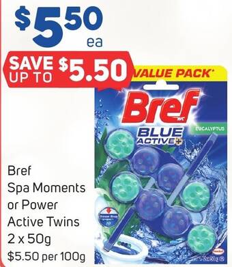 Foodland Bref Spa Moments or Power Active Twins 2 x 50g offer