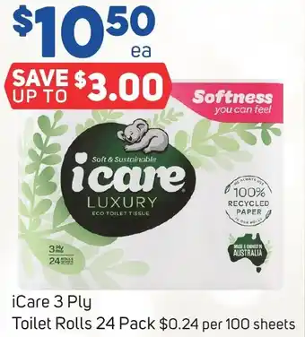 Foodland iCare 3 Ply Toilet Rolls 24 Pack offer
