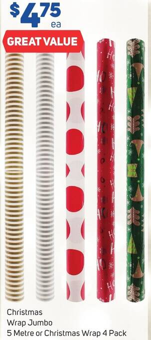 Foodland Christmas Wrap Jumbo 5 Metre or Christmas Wrap 4 Pack offer