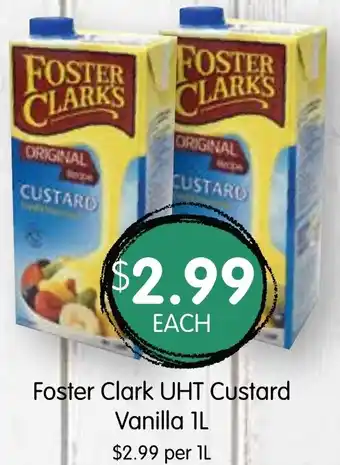 Spudshed Foster Clark UHT Custard Vanilla 1L offer