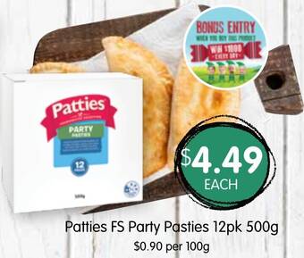 Spudshed Patties FS Party Pasties 12pk 500g offer