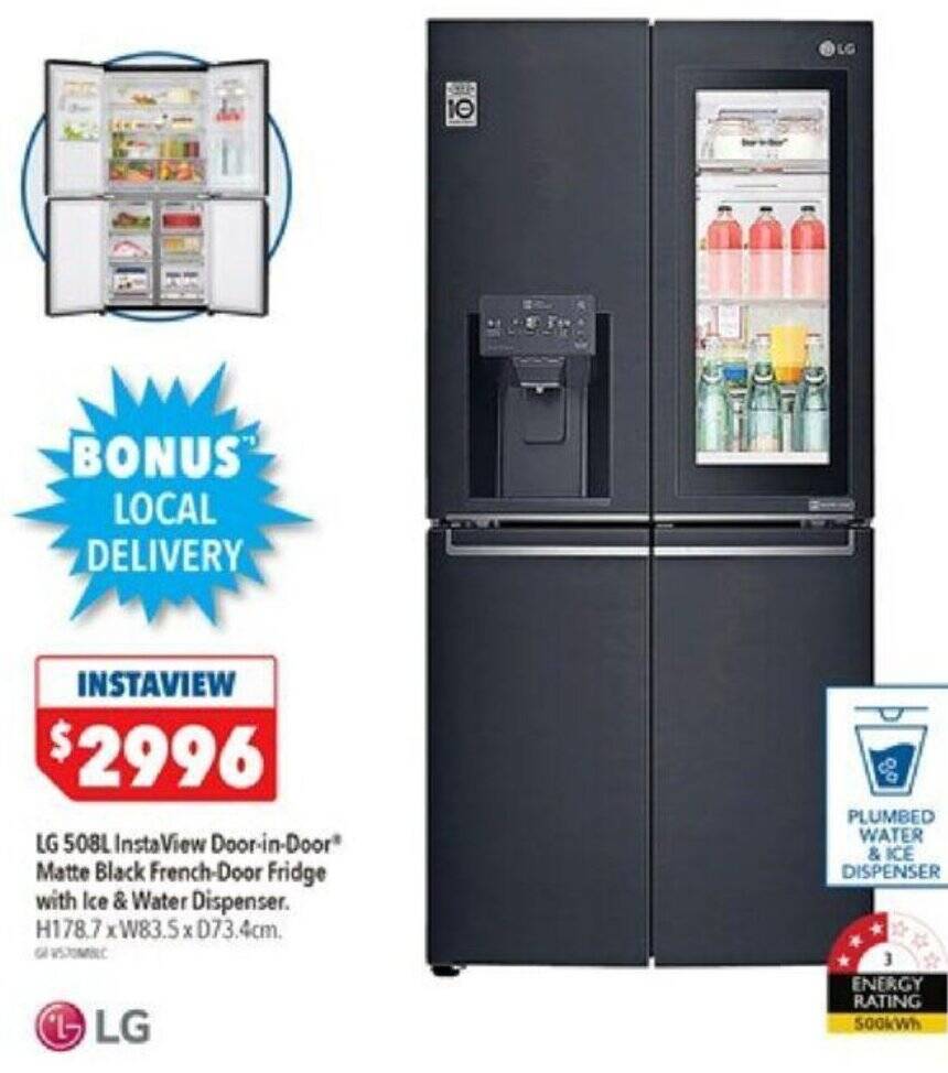 LG 508L InstaView DoorinDoor Matte Black FrenchDoor Fridge with Ice