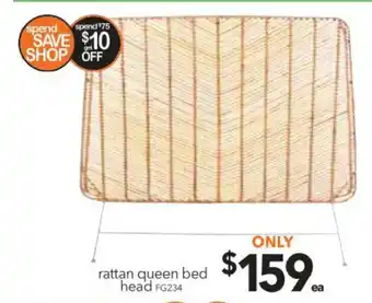Cheap as Chips Rattan Queen Bed Head - FG234 offer