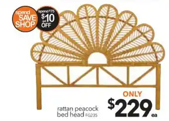 Cheap as Chips Rattan Peacock Bed Head - FG235 offer