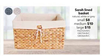 Cheap as Chips Sarah Lined Basket Small offer