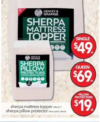 Cheap as Chips Henley & Grange Sherpa Mattress Topper - MB422-5 Queen Sizes offer