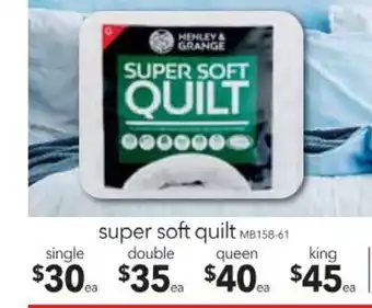 Cheap as Chips Henley & Grange Super Soft Quilt Single offer