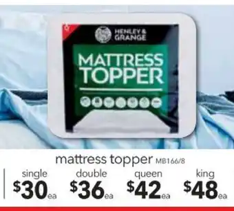 Cheap as Chips Henley & Grange Mattress Topper Single offer