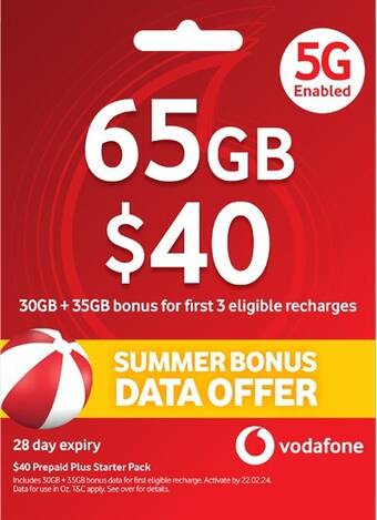 BIG W Vodafone $40 starter pack offer