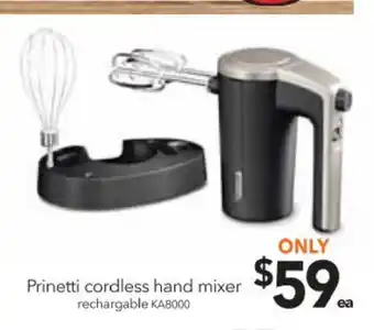 Cheap as Chips Prinetti Cordless hand Mixer - KA8000 offer