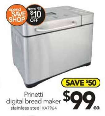 Cheap as Chips Prinetti Digital Bread Maker Stainless Steel offer